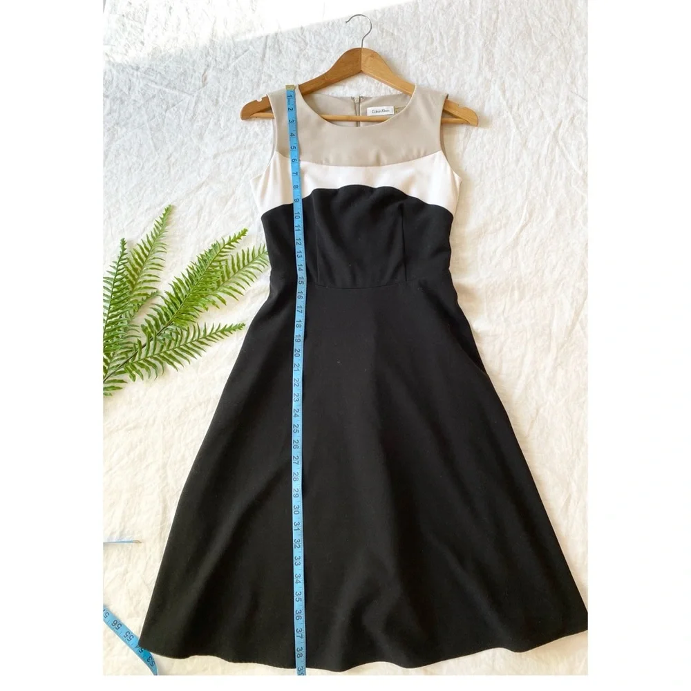 Calvin Klein Black and Cream Midi Dress - Picture 2 of 8